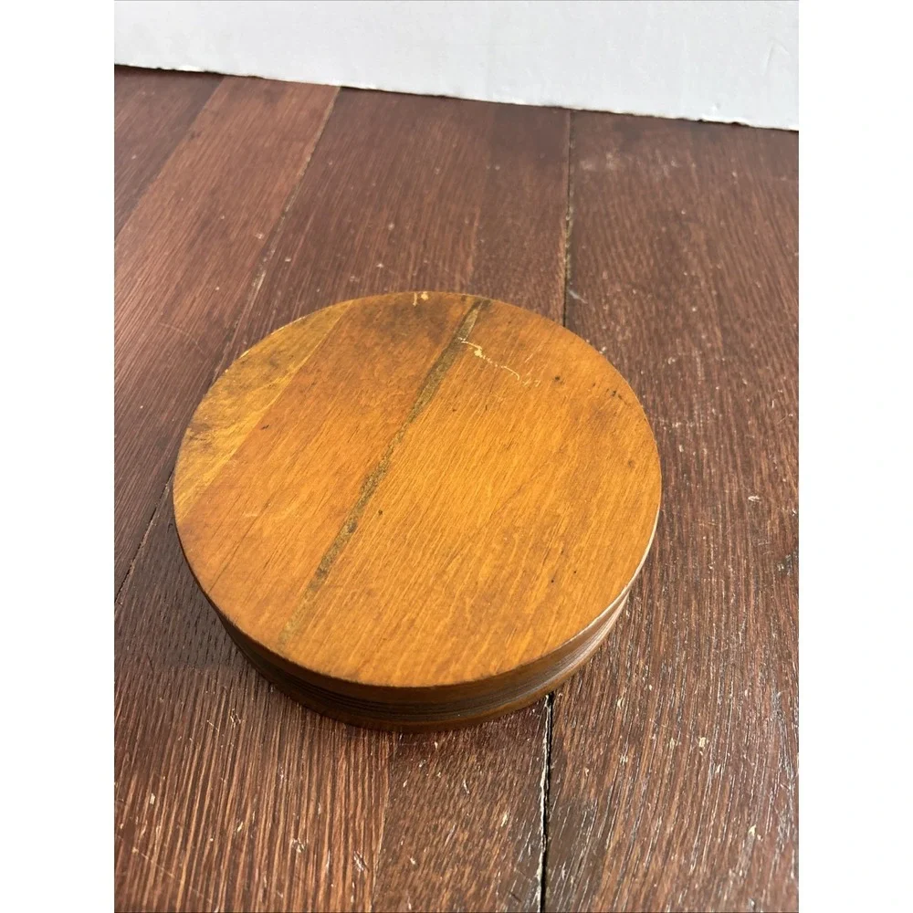 Vintage Mid Century Round Ashtray Wood 1.75‎ x 6.25